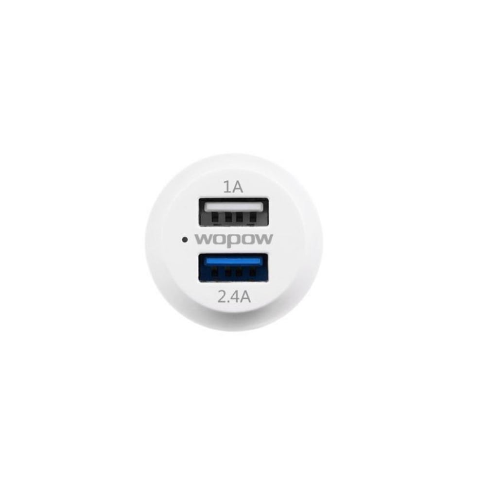 Wopow 2.4Amp Power Output Compact and Sleek Design Car Charger White