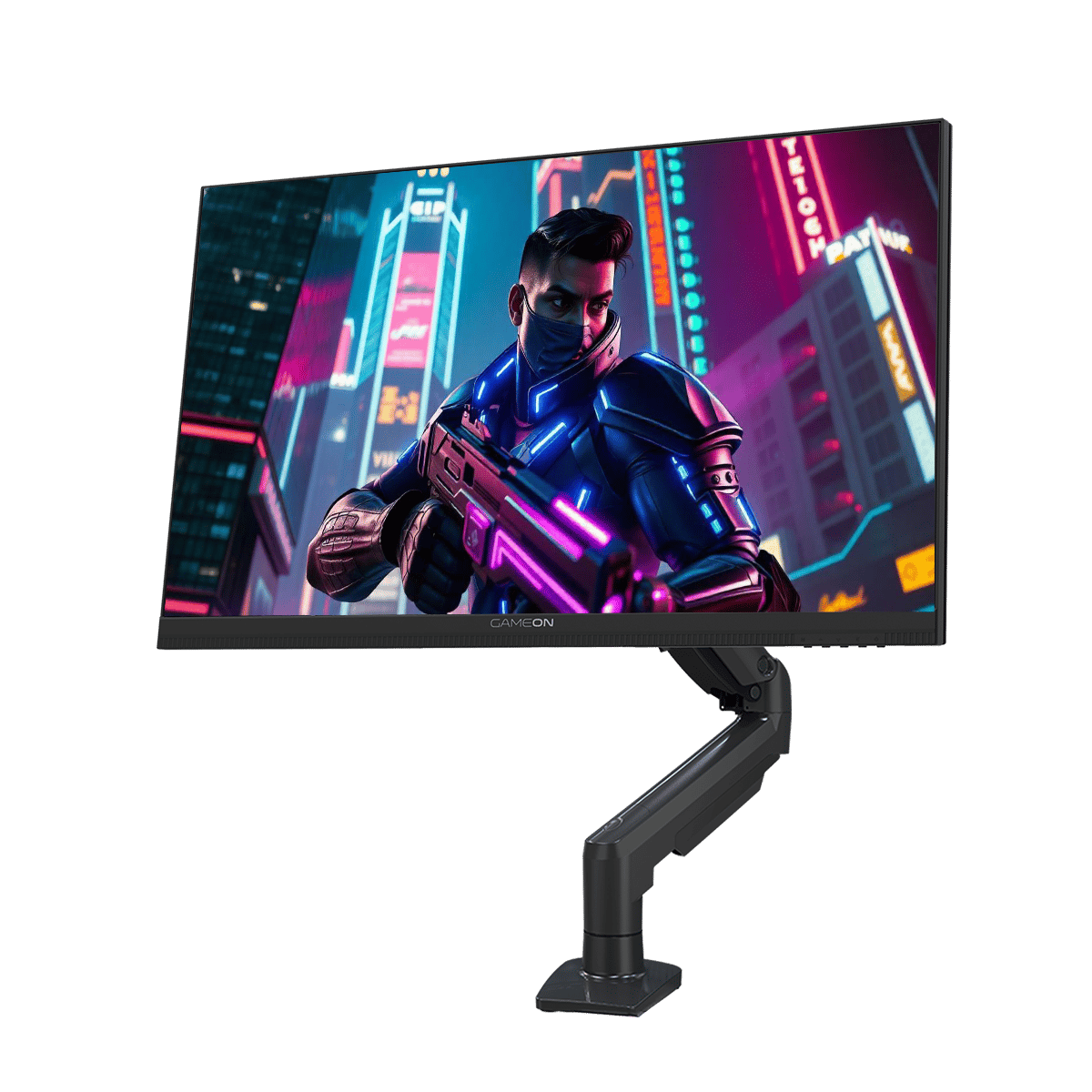 شاشة الألعاب جيم أون GOM27FHD190IPSX سلسلة ميدنايت برو إكس، بحجم 27 بوصة، وبدقة FHD، ومعدل تحديث 190 هرتز، وزمن استجابة 0.5 مللي ثانية |لوحة Fast IPS تدعم جهاز PS5 مع حامل شاشة أسود