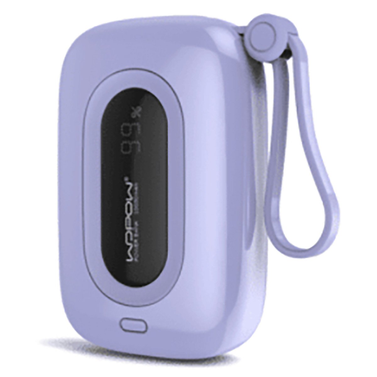 Wopow 10000mAh Quick Charging Pd Mini Power Bank With Digital Display Built In Cable Purple