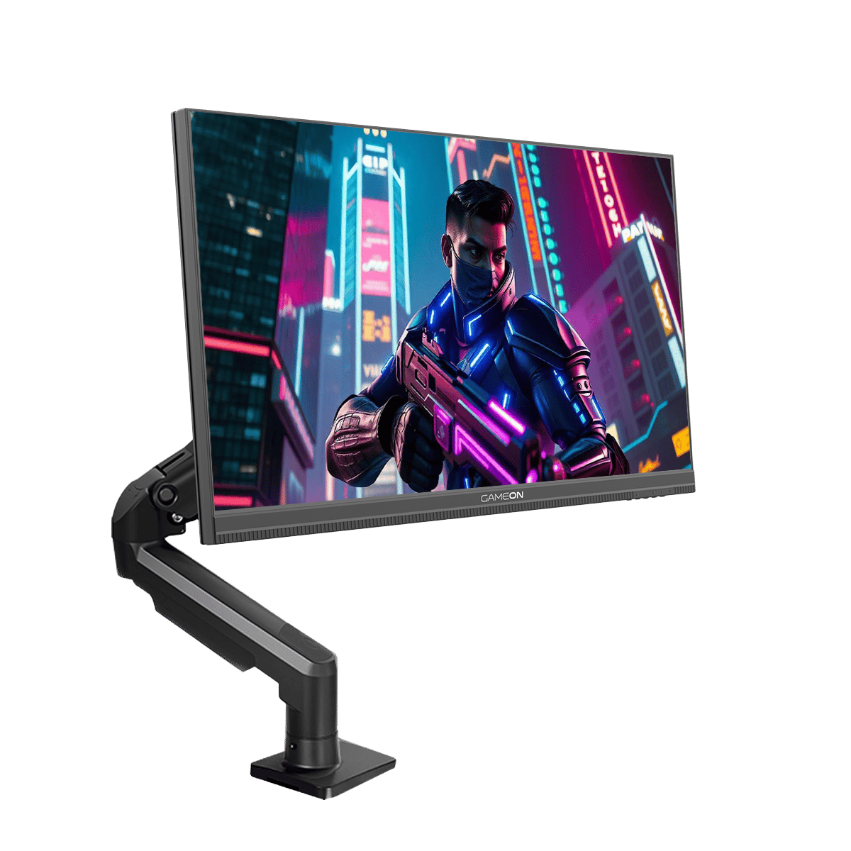 شاشة الألعاب جيم أون GOM27FHD190IPSX سلسلة ميدنايت برو إكس، بحجم 27 بوصة، وبدقة FHD، ومعدل تحديث 190 هرتز، وزمن استجابة 0.5 مللي ثانية |لوحة Fast IPS تدعم جهاز PS5 مع حامل شاشة أسود