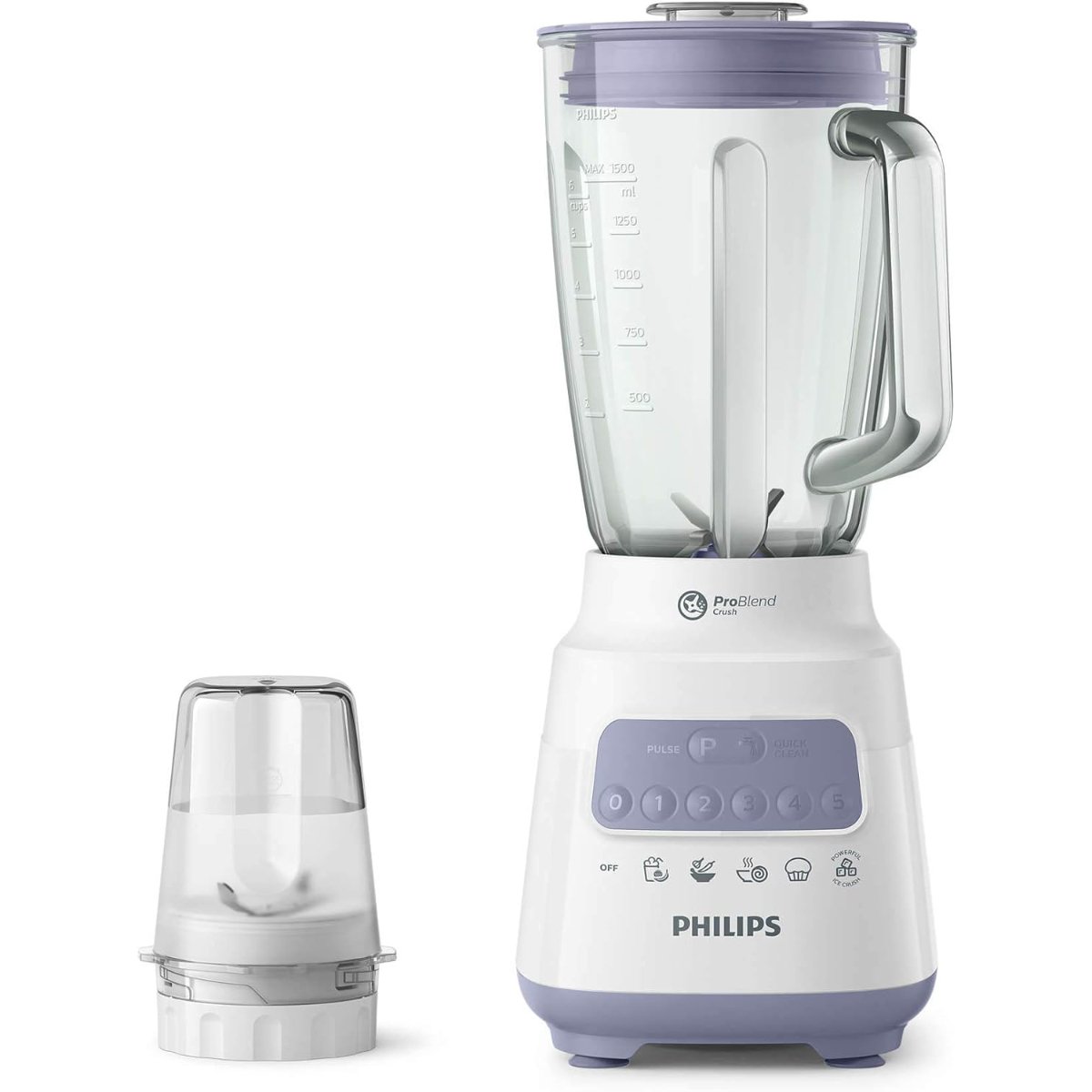 Philips 700W Power 5000 Series Problend Crush Technology 5 Speed And Pulse Blender 2L White/Purple