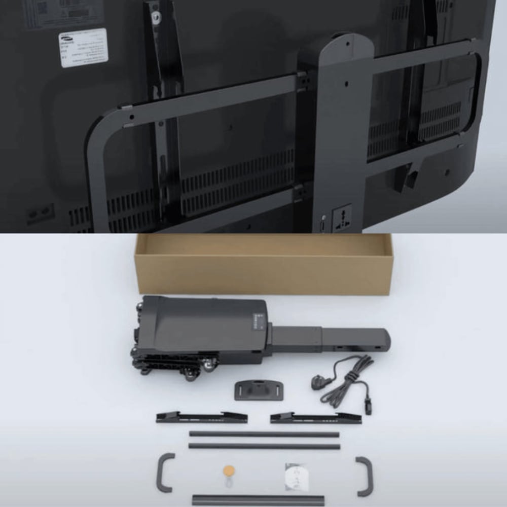 North Bayou Motorized Automatic Screen Lift TV Television Stand with Remote Control for 55 85 inch TV Black