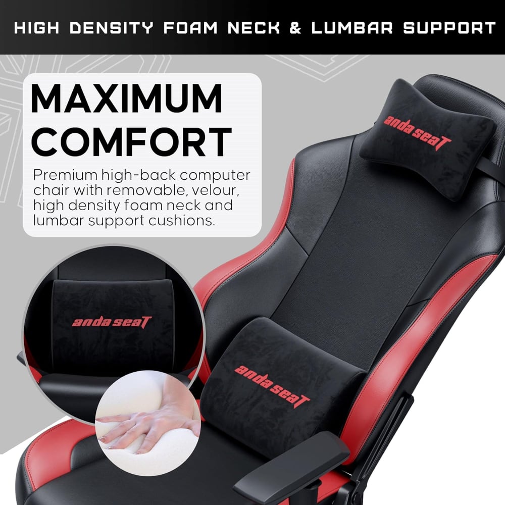 Andaseat Luna Ergonomic Reclining Gaming Chair Black/Red