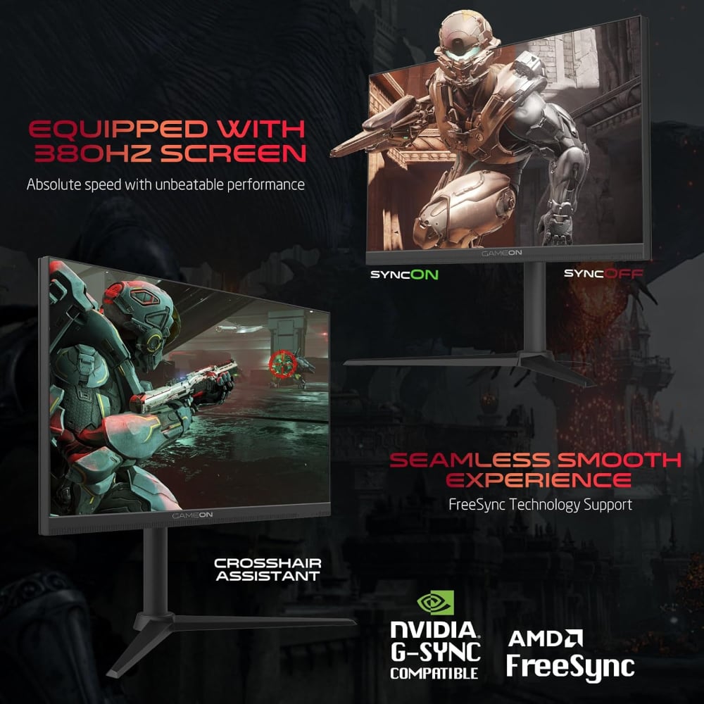 Gameon 27 Inch 380Hz Fast IPS FHD 0.5ms Response Time HDMI 2.1 Gaming Monitor Black