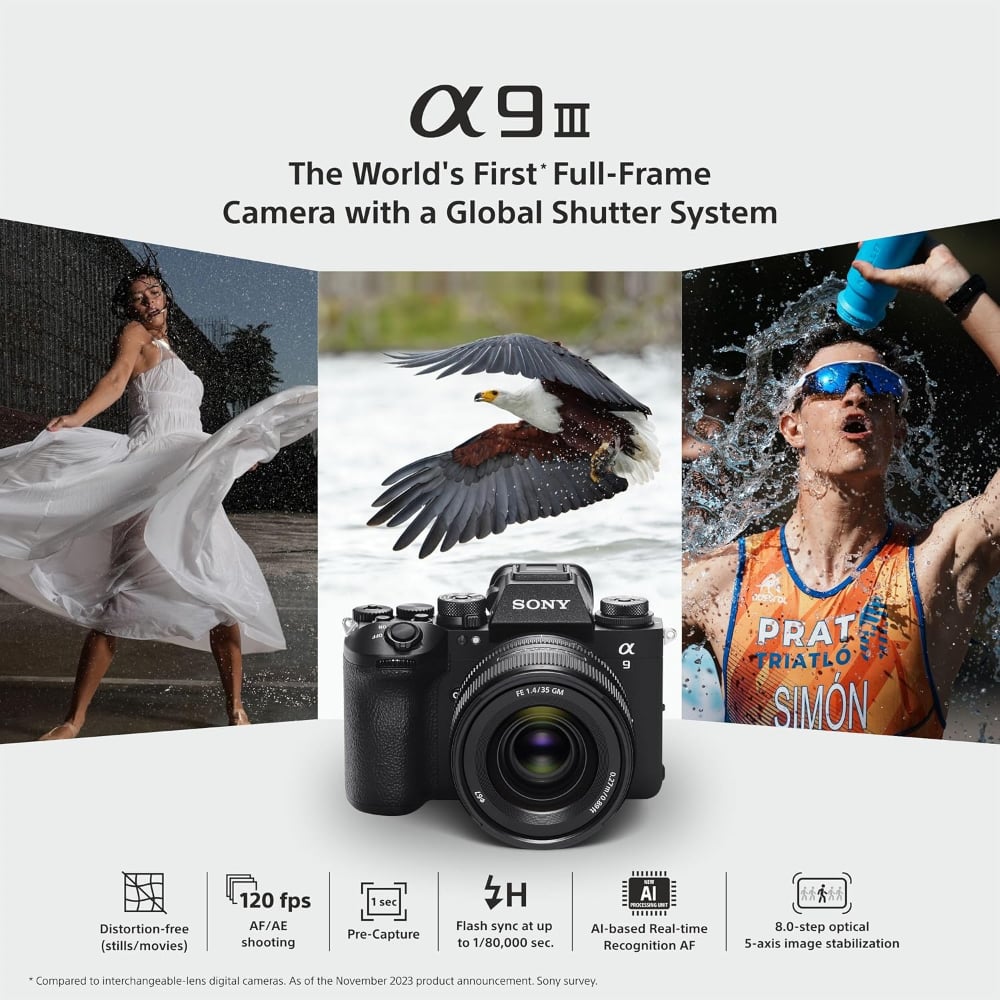 Sony ILCE-9M3 Alpha 24.6 MP 4K 120p Full-Frame Interchangeable-Lens Mirrorless Camera Black with Sony SEL70200GM2 E Mount FE 70–200mm F2.8 GM OSS II Full-Frame Lens