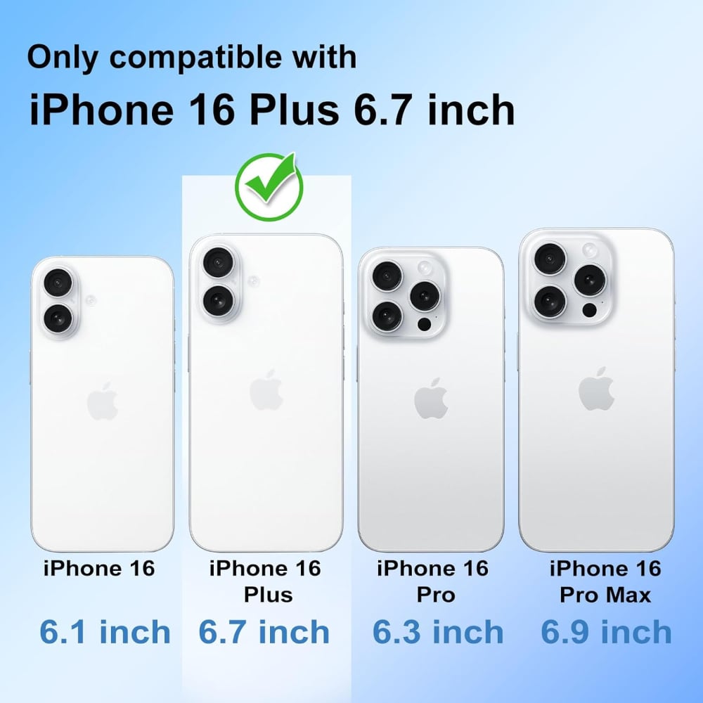 Active 5 in 1 Designed Protective IP Case with 2 Screen Protector + Lens Protector + Protective Flim for Apple iPhone 16 Plus Clear
