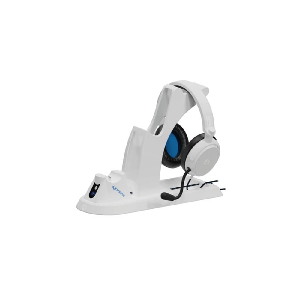 4Gamers Ultimate Dual Charging Station and Headset Stand for PlayStation 5 White