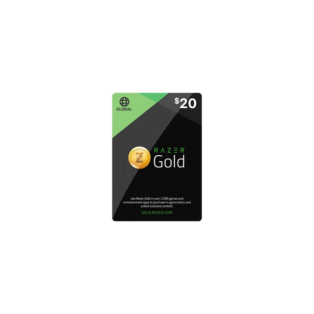 Razer Gold Gift Card Global 20 USD Delivery By Email and SMS Digital Code Black