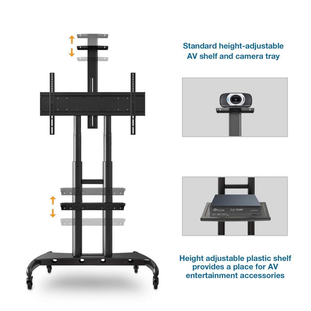 North Bayou TV Stand with Mount and Shelf for 55 to 85 inch TV Screen Black