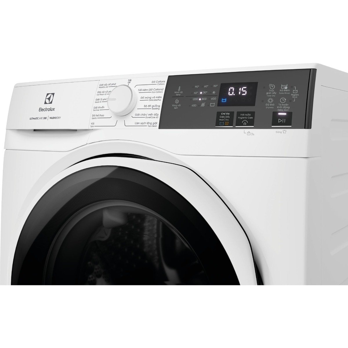 غسالة ومجفف إلكترولوكس UltimateCare 300 سعة 9/6 كجم | سرعة 1200 دورة/دقيقة | محرك EcoInverter | تعقيم | Full Wash 45 | أبيض | EWW9024P3WC