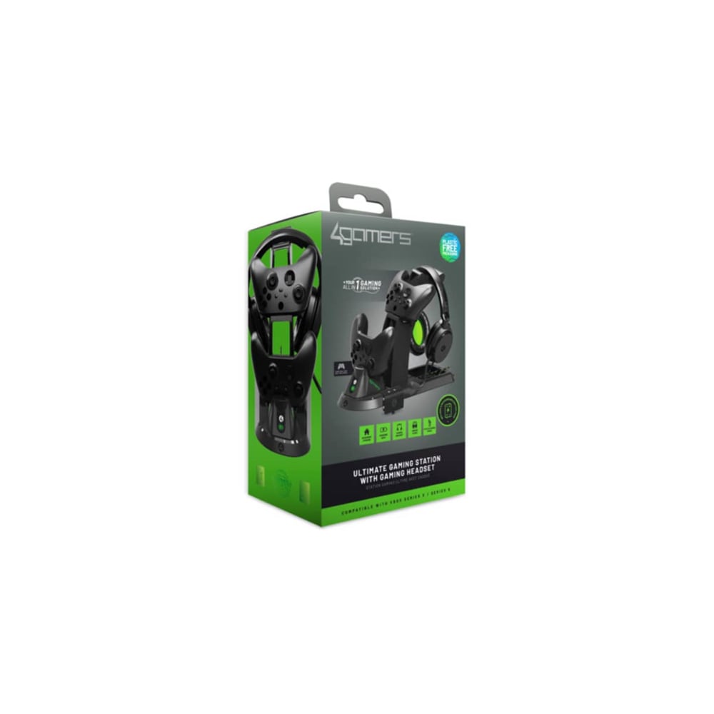 4Gamers Ultimate Dual | Xbox Series X/S Charging Station & Headset Stand | Dual Charging | Black