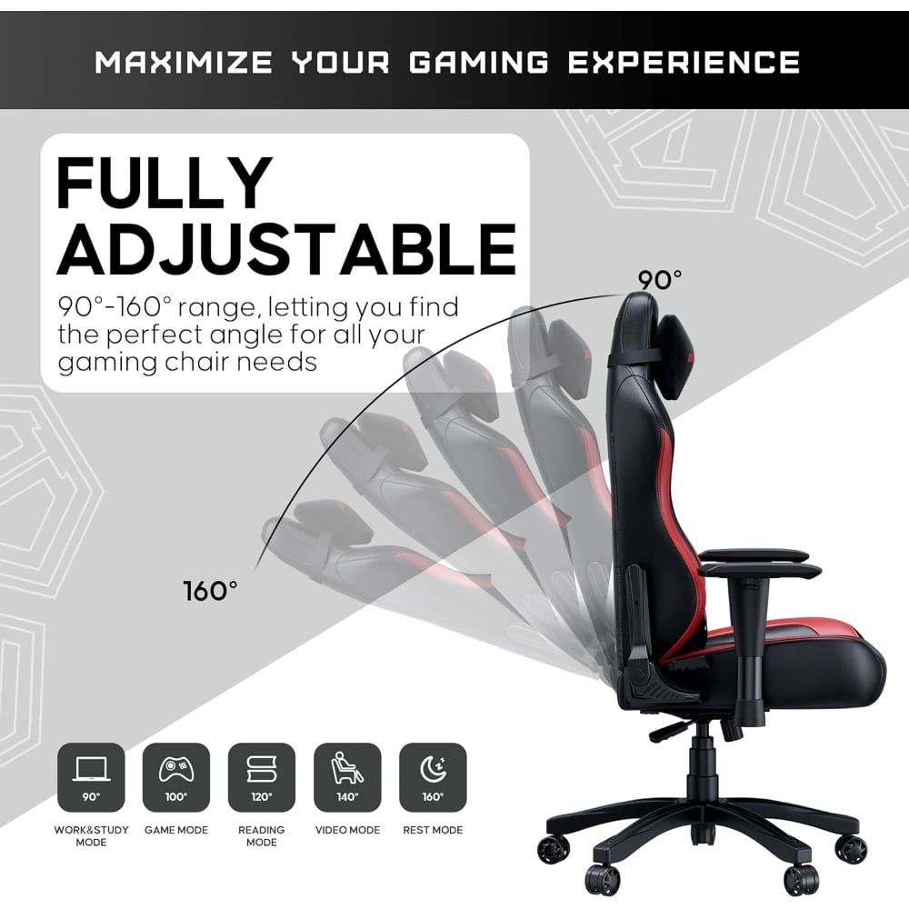  Andaseat Luna Ergonomic Reclining Gaming Chair Black/Red