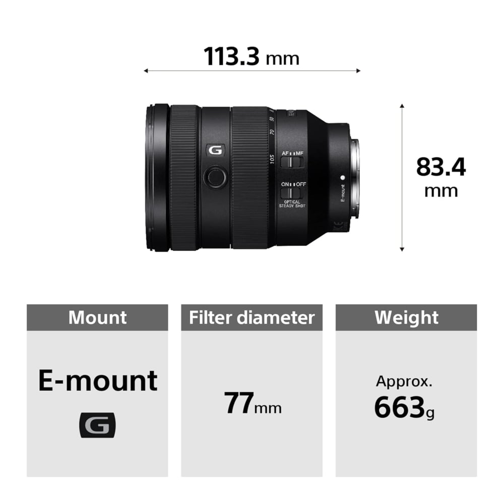 Sony FE 24–105mm | SEL24105G | F4 G OSS | Standard Zoom Lens | Full-Frame E-Mount | Black