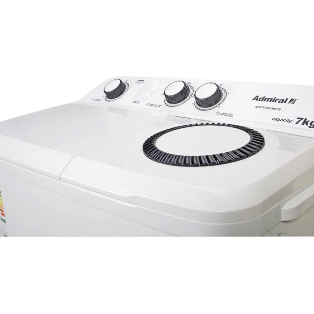 Admiral Twin Tub Semi‑Automatic Washing Machine | 7 Kg | Knob Control | White | ADTT7KUWCQ