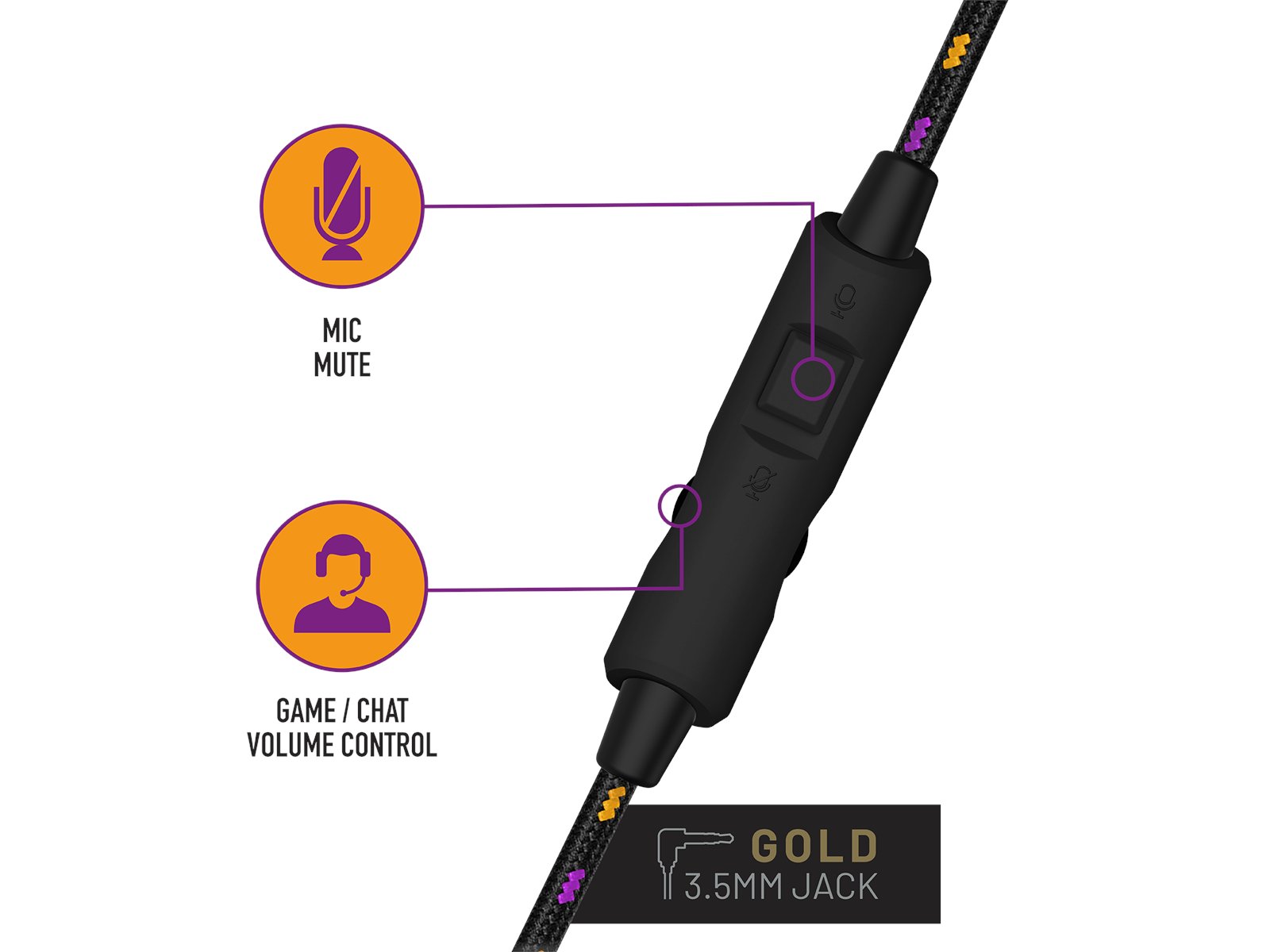 4Gamers 3.5mm Jack | Wired Gaming Over-Ear Headset | Multi-Platform Support | Neon Orange/Purple