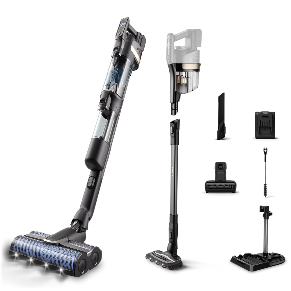 Philips 9000 Series AquaTrio Cordless Stick Vacuum and Wash Deep Black