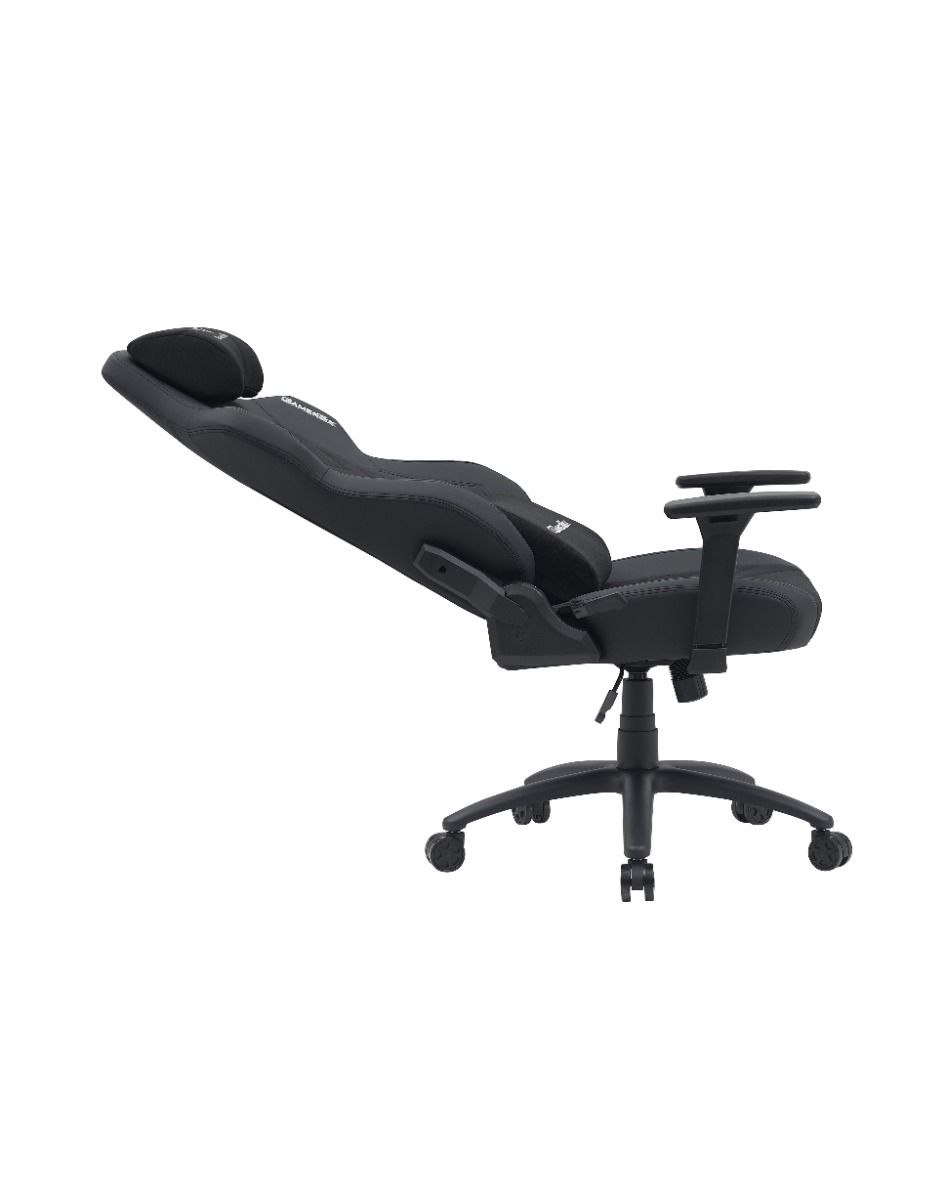Gamertek Quest Conqueror Gaming Chair – Black Edition – Luxury Modern PU & Fabric, 150KG Capacity, Magnetic Headrest, 3-Way Adjustable Armrests