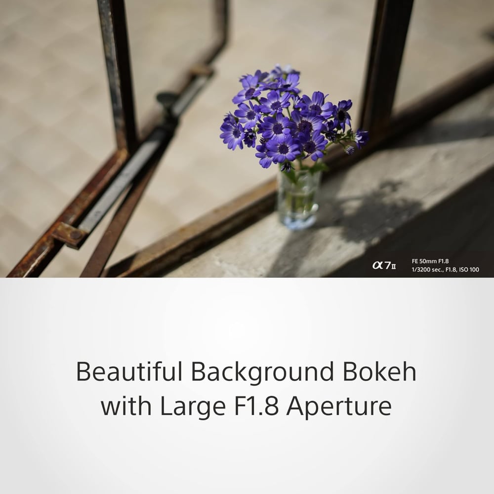 سوني FE 50mm | SEL50F18F | F1.8 | عدسة برايم قياسية | مانت E فل فريم | أسود