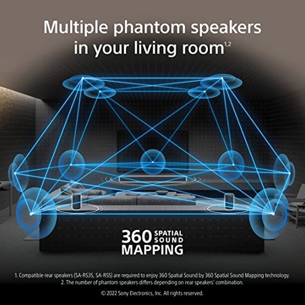 Sony HT-A3000 250W A Series 3.1 Channel 360 Spatial Sound Mapping Soundbar Dolby Home Theatre System Black with SONY SA-SW5 300W Additional Wireless Subwoofer