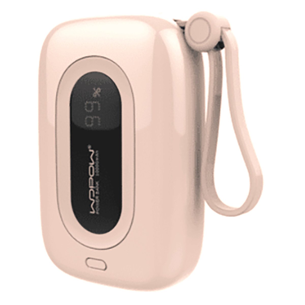 Wopow 10000mAh Quick Charging Pd Mini Power Bank With Digital Display Built In Cable Pink