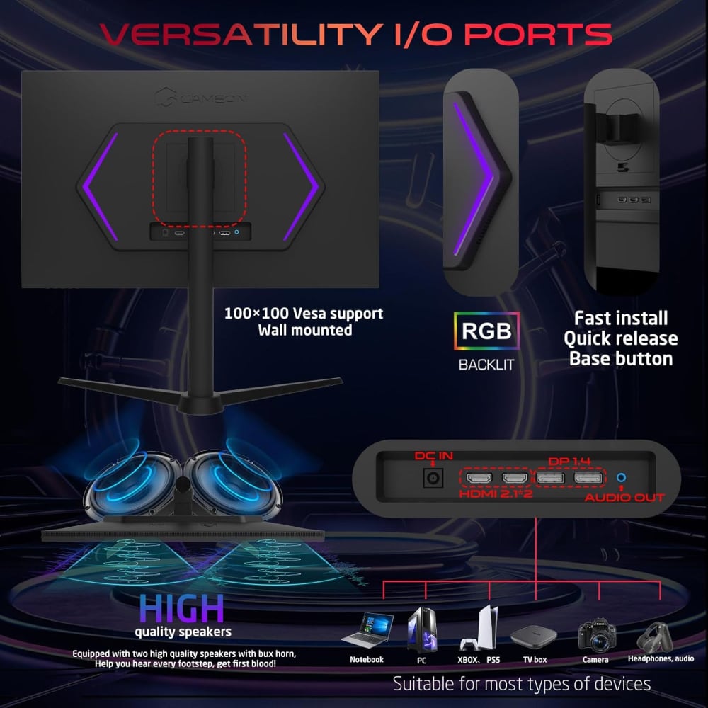 Gameon 24 Inch 380Hz Fast IPS FHD 0.5ms Response Time HDMI 2.1 Gaming Monitor Black