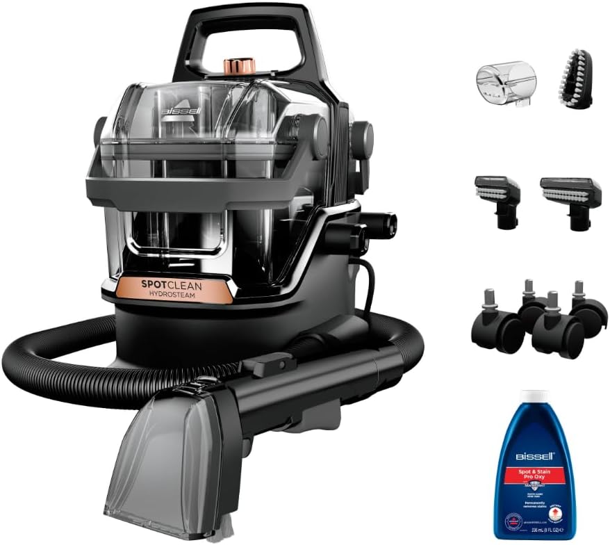 Bissell SpotClean HydroSteam (3700E) Portable Deep Cleaner | Powerful Cleaning | Black