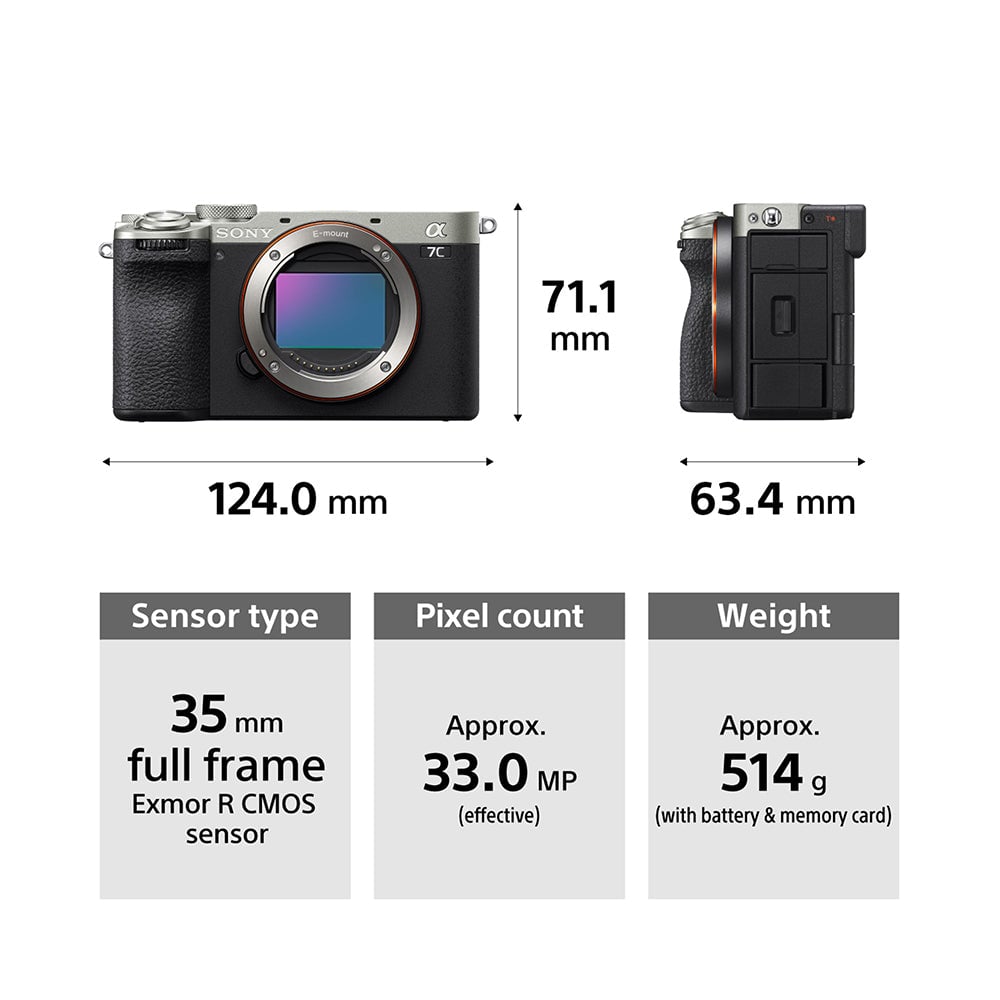 Sony ILCE-7CM2 α7C II 33.0 MP Full-Frame 4K 60p Recording Autofocus Interchangeable-Lens Mirrorless Vlog Camera Silver with Sony SEL1635GM2 E Mount FE 16–35 mm F2.8 GM Wide-Angle Zoom Full Frame Lens