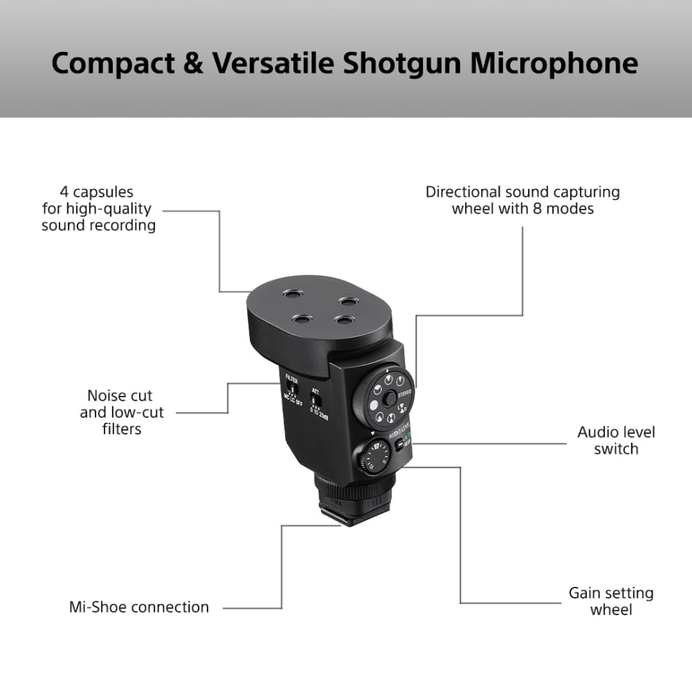 Sony ECM-M1 Eight Audio Recording Modes Digital Shotgun Camera Microphone| Black