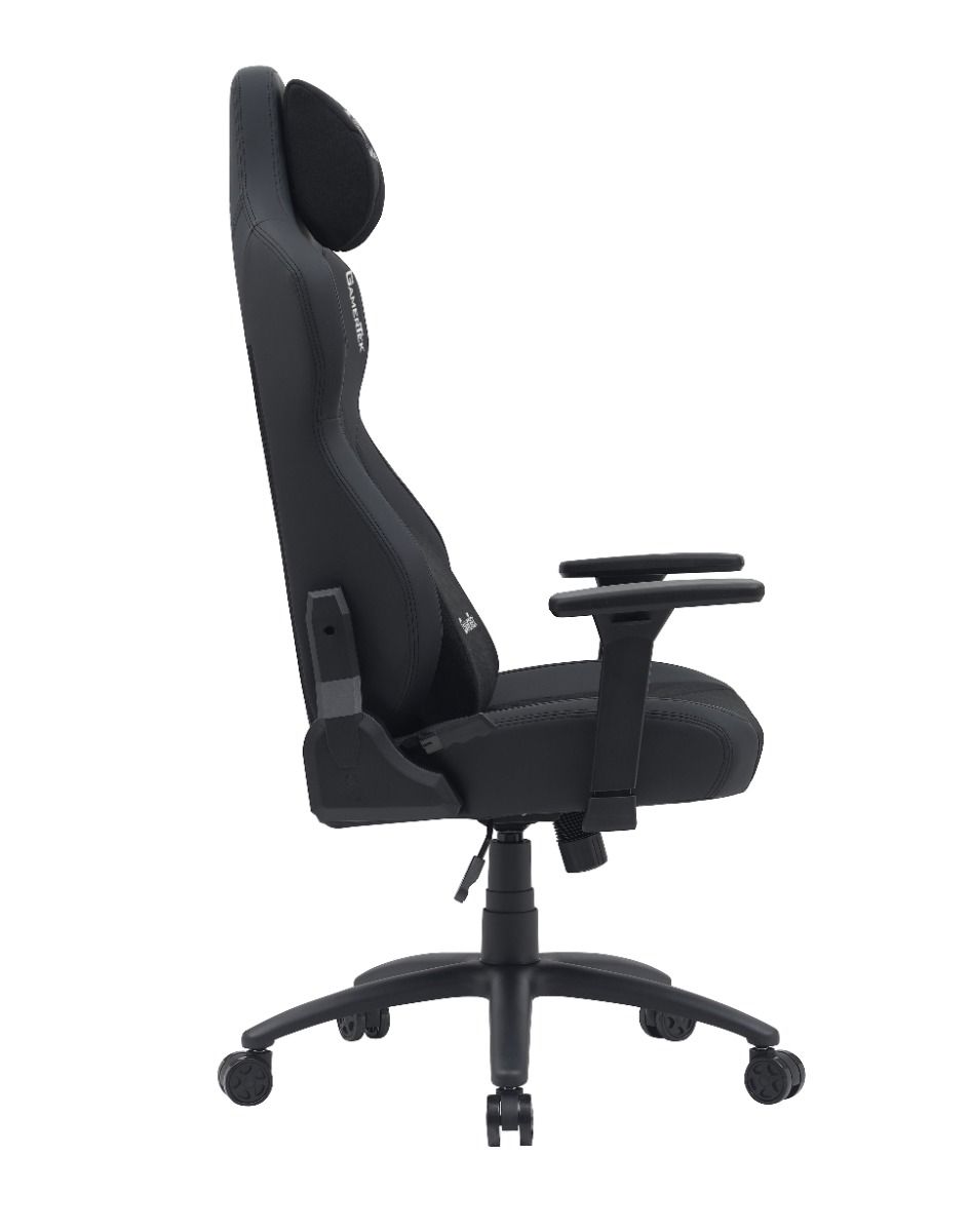 Gamertek Quest Conqueror Gaming Chair – Black Edition – Luxury Modern PU & Fabric, 150KG Capacity, Magnetic Headrest, 3-Way Adjustable Armrests