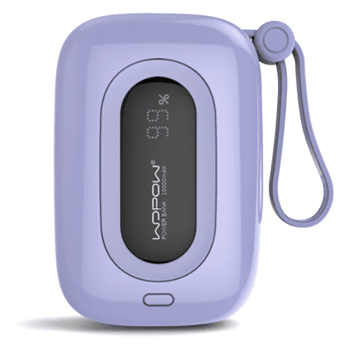 Wopow 10000mAh Quick Charging Pd Mini Power Bank With Digital Display Built In Cable Purple