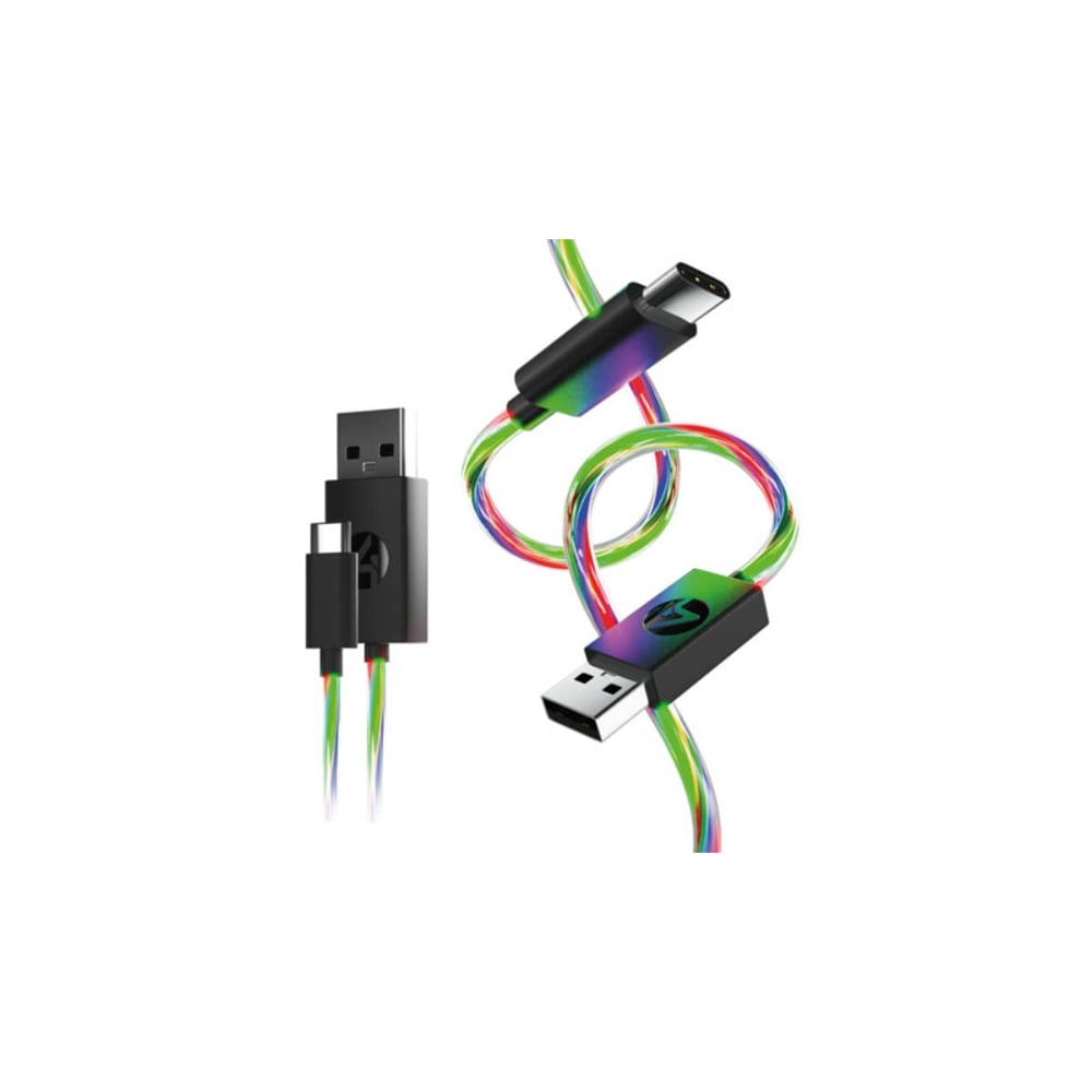 4Gamers Light Up Charging Cables Multi format Pack Of 2 2M Black