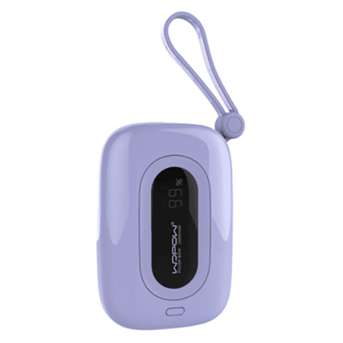 WOPOW 10000mAh Quick Charge PD Portable Power Bank with Digital Display & Built-In Cable | Purple | RS-6933185728978