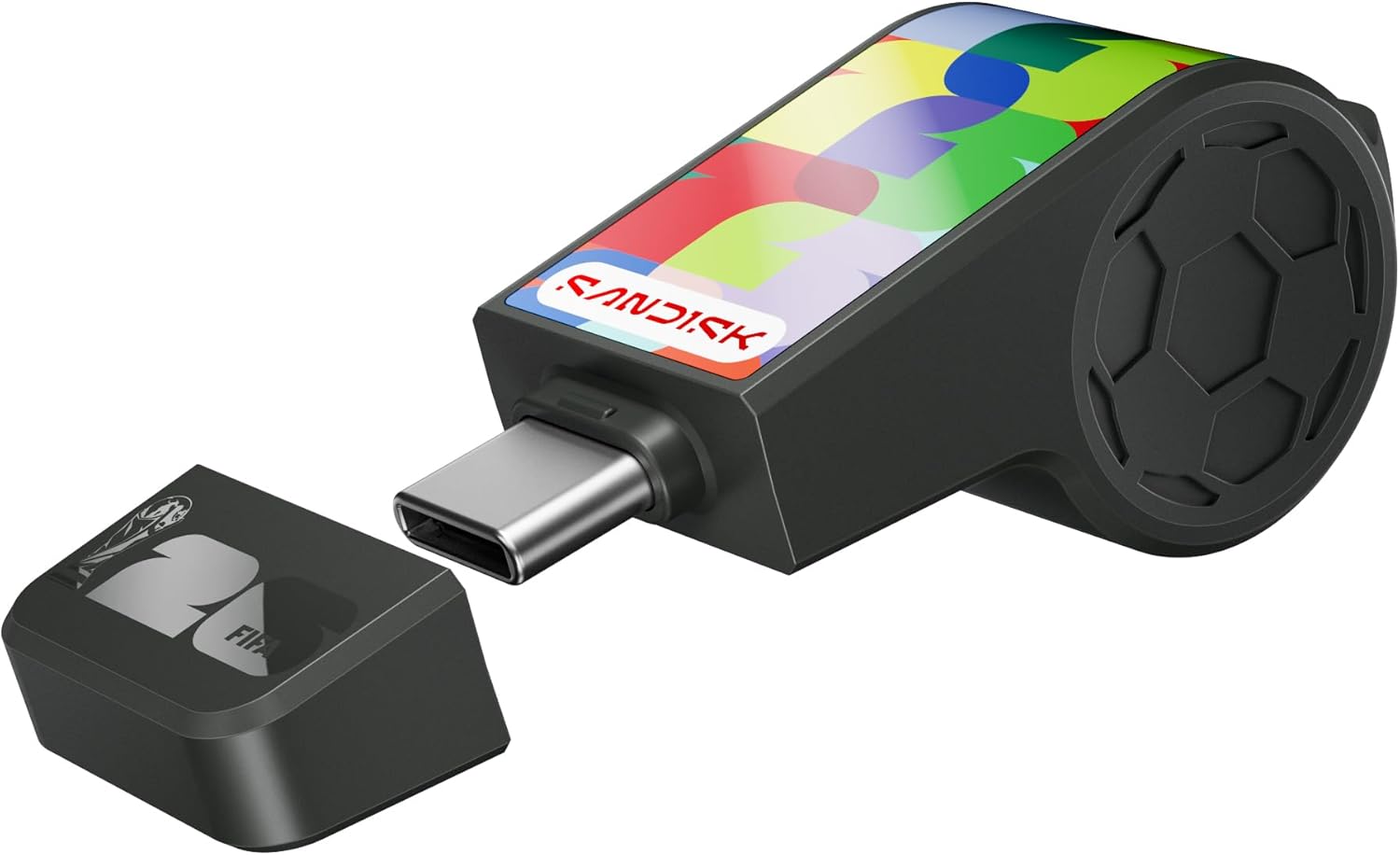سانديسك ذاكرة فلاش USB-C سعة 128GB اصدار كاس العالم فيفا 2026 - سرعات نقل تصل الى 300 ميجابايت/ثانية، USB 3.2 الجيل الاول، USB نوع C - اسود - SDCZIA-128G-G46