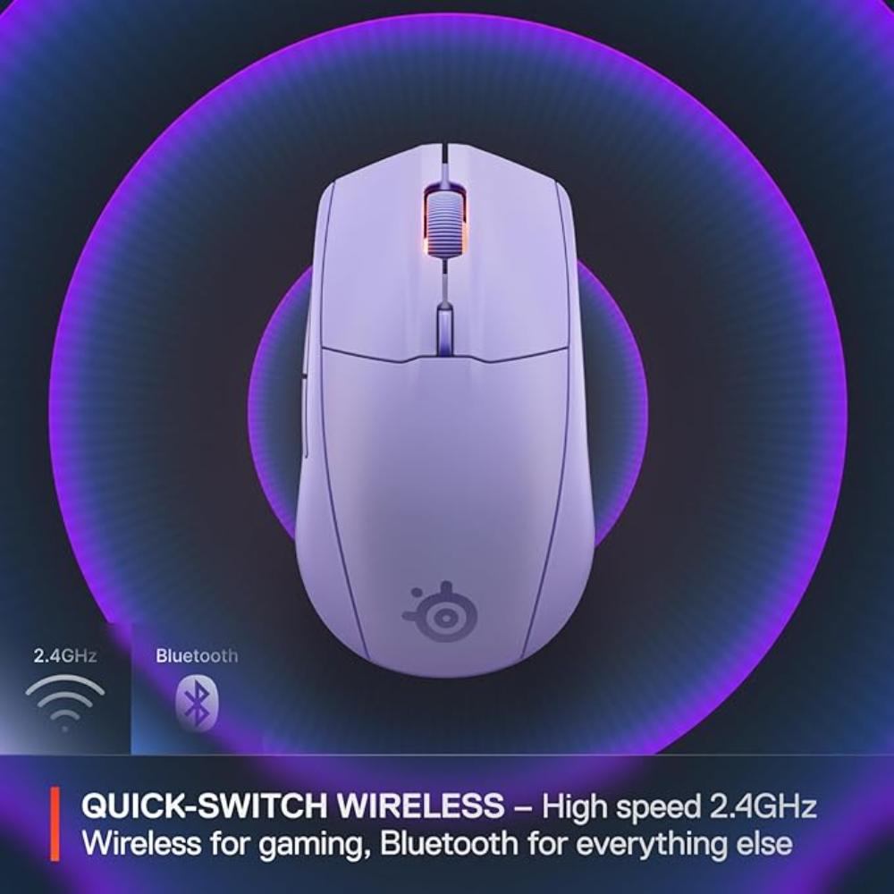 ستيل سيريز ماوس Rival 3 Wireless الجيل الثاني | 2.4GHz/بلوتوث | Lavender | SS-62525