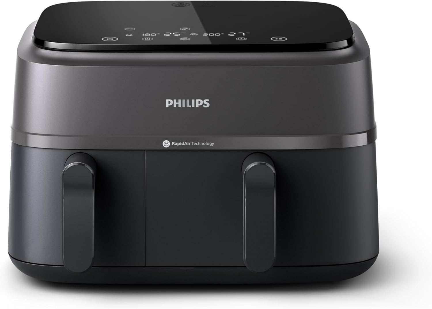 Philips Dual Basket AirFryer 3000 Series - 2750W, 9L Capacity, 2 Basket Drawers, 8 Presets Touchscreen, Black - NA350/09