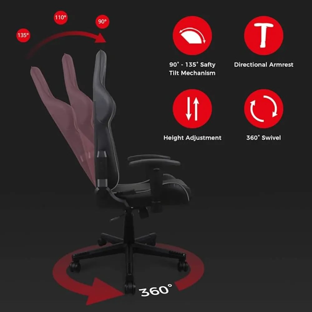 DXRacer P132 Prince Series Gaming Chair - Black
