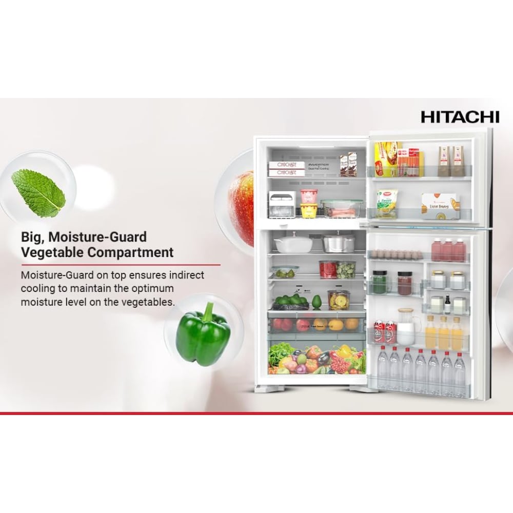 Hitachi 19.4 Cu.Ft Inverter Control Top Mount Double Doors Refrigerator 549 L White