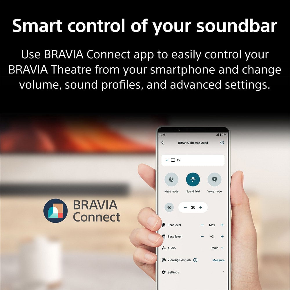 Sony HT‑A9000 Bravia Theatre Bar 9 360 Spatial Sound Mapping Premium Soundbar Home Theatre System Black with Additional Wireless Rear Speakers and Additional Wireless Subwoofer