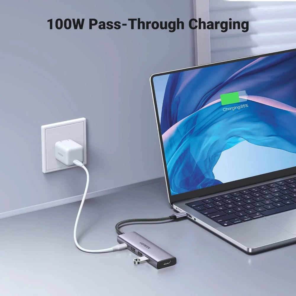 UGREEN 5-in-1 USB-C 3.1 Hub with HDMI | Supports 4K at 30Hz | Grey | UG-CM511-15596