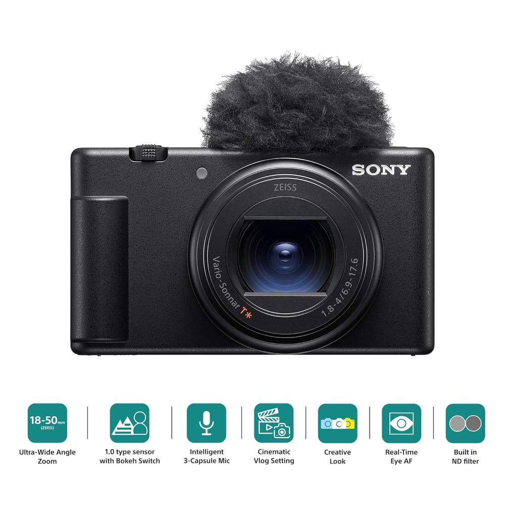 Sony Accurate Autofocus Digital Camera Content Creators with 18-50mm Wide-Angle Zoom Lens Black