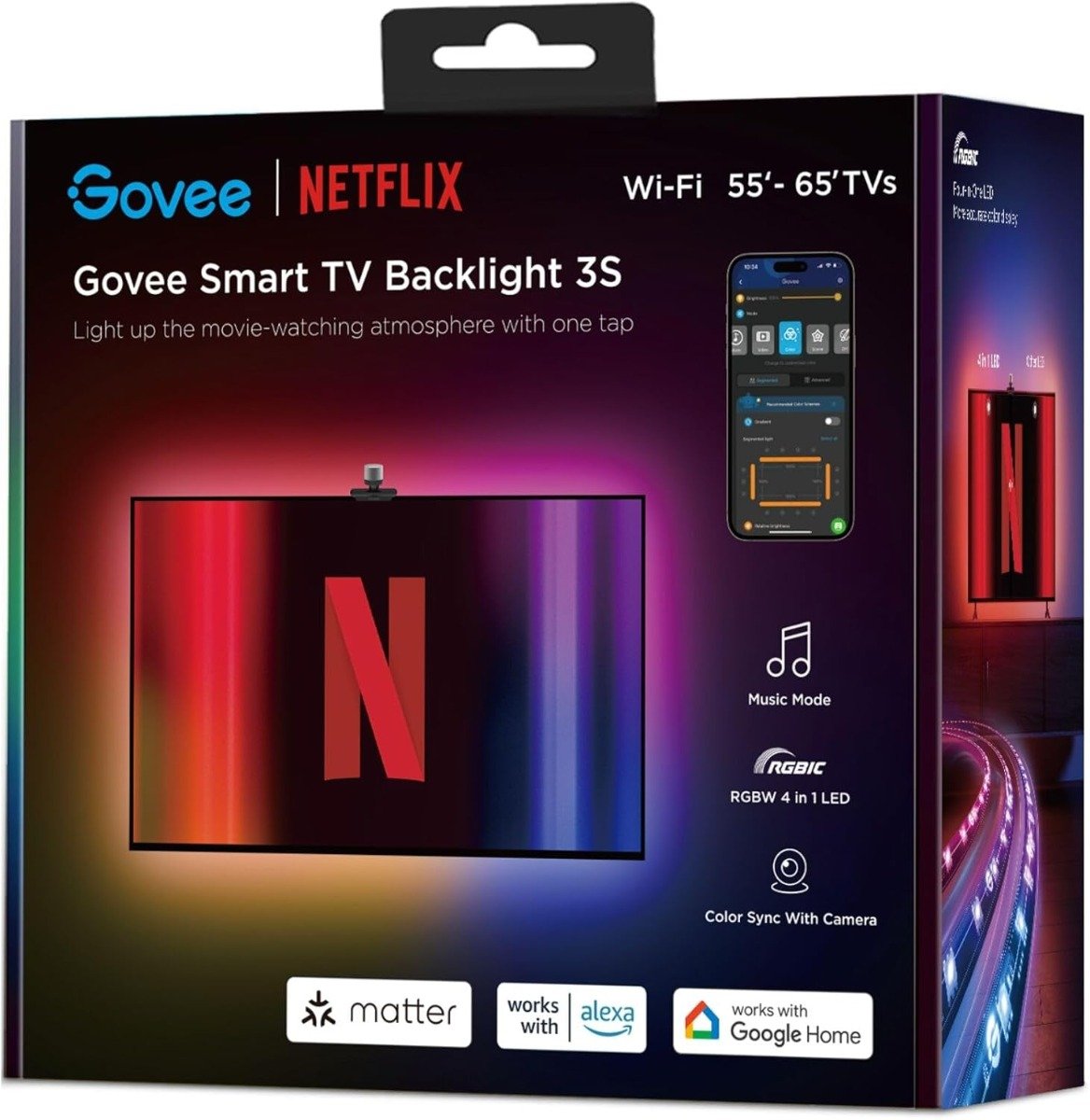 إضاءة خلفية للتلفاز Govee 3S (55~65 بوصة) مع علامة تجارية مشتركة لـ NETFLIX