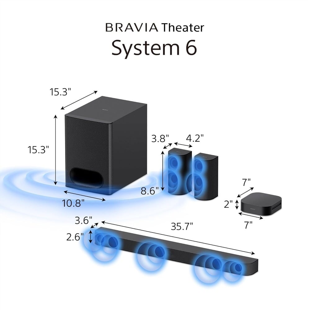 نظام مسرح منزلي سوني BRAVIA Theatre System 6 بصوت 5.1 وقوة 1000 واط – أسود
