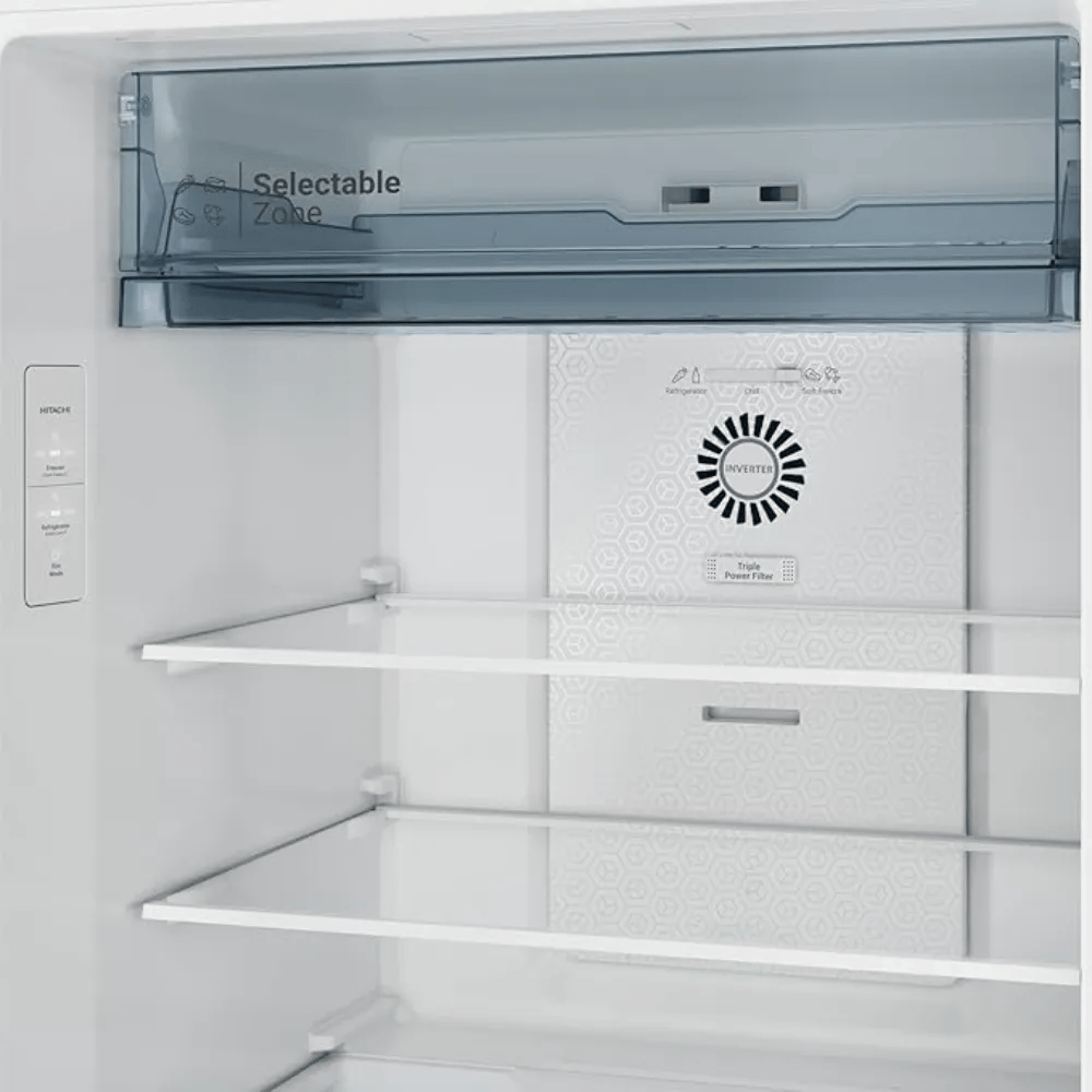 Hitachi Top Mount Double Door Refrigerator | 12.1 Cu.Ft (344L) | Inverter Technology | HRTN6379SXSA | Silver