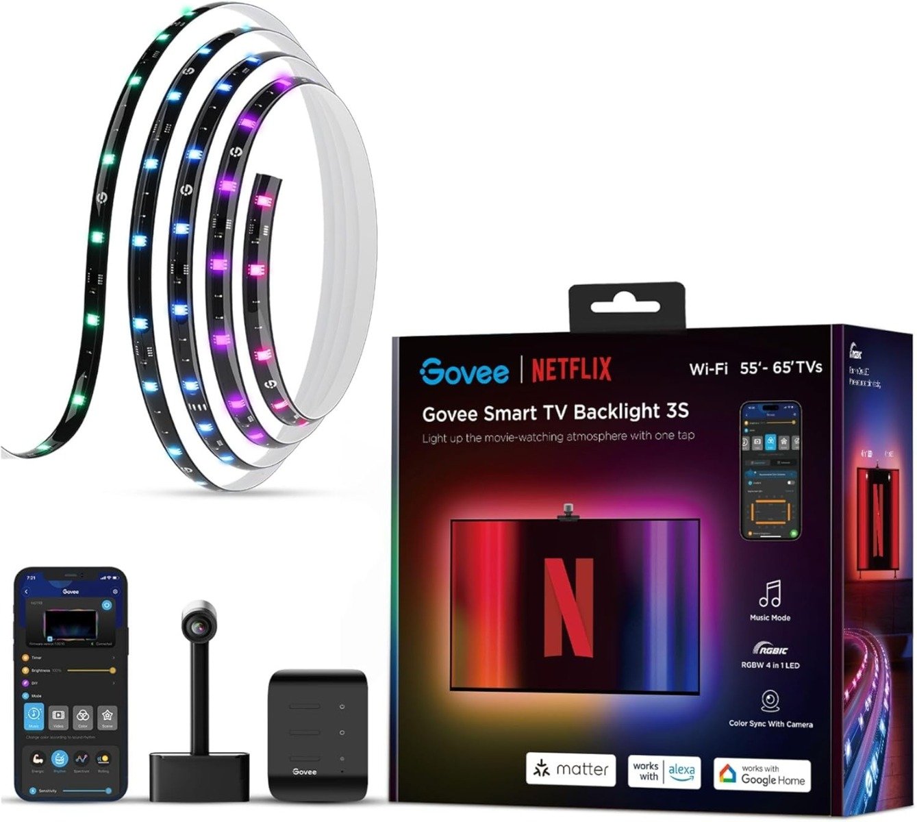 إضاءة خلفية للتلفاز Govee 3S (55~65 بوصة) مع علامة تجارية مشتركة لـ NETFLIX