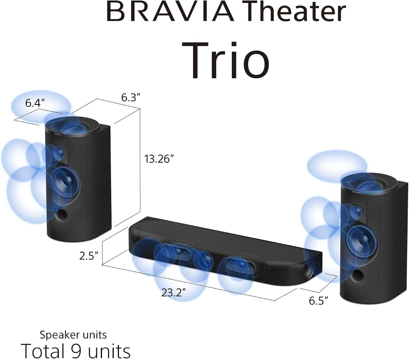 نظام المسرح المنزلي سوني HT-A8 BRAVIA Theatre Trio بقنوات 3.0.2، قدرة 405 واط، Dolby Atmos، DTS:X، تقنية الصوت المكاني 360، واي فاي وبلوتوث