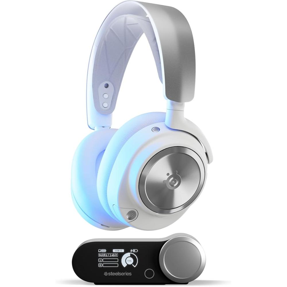 ستيل سيريز سماعة Arctis Nova Pro اللاسلكية (PS) | إلغاء ضوضاء نشط، صوت عالي الجودة | أبيض | SS-61526