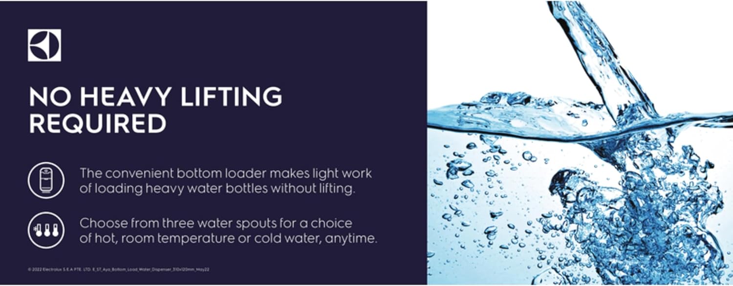 Electrolux Floor Standing Bottom Loading Water Dispenser | Hot Cold and Ambient Temperature - White - EDBMFDXWG
