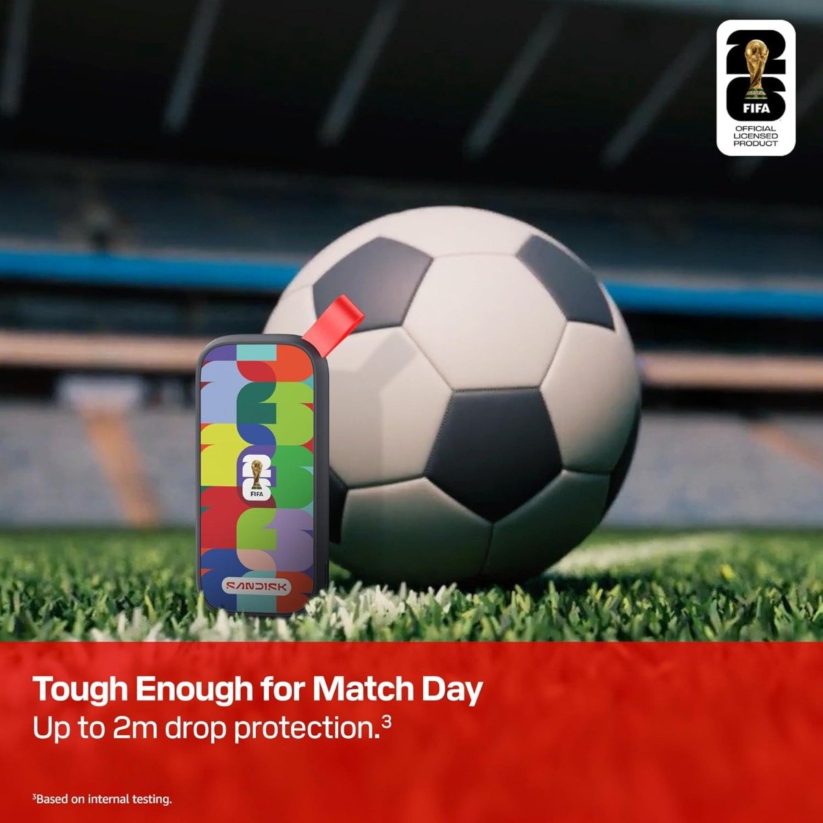 SANDISK 1TB Portable SSD, FIFA World Cup 2026 Edition – Up to 800MB/s – Compatible with laptops, Plus Android Tablets and Phones – Black - SDSSDE30F-1T00-G25