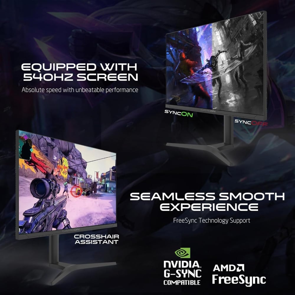 Gameon Titan Pro X Series 27 Inch 540Hz Fast IPS FHD 0.5ms Response Time HDMI 2.1 Gaming Monitor Black