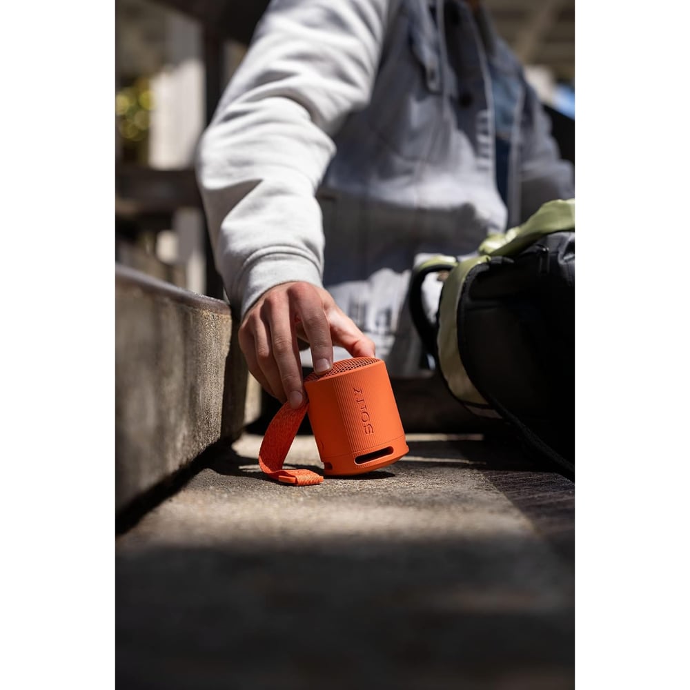 Sony SRS-XB100 X-Series Ultra-Portable Bluetooth Speaker, IP67, 16-Hour Battery – Orange